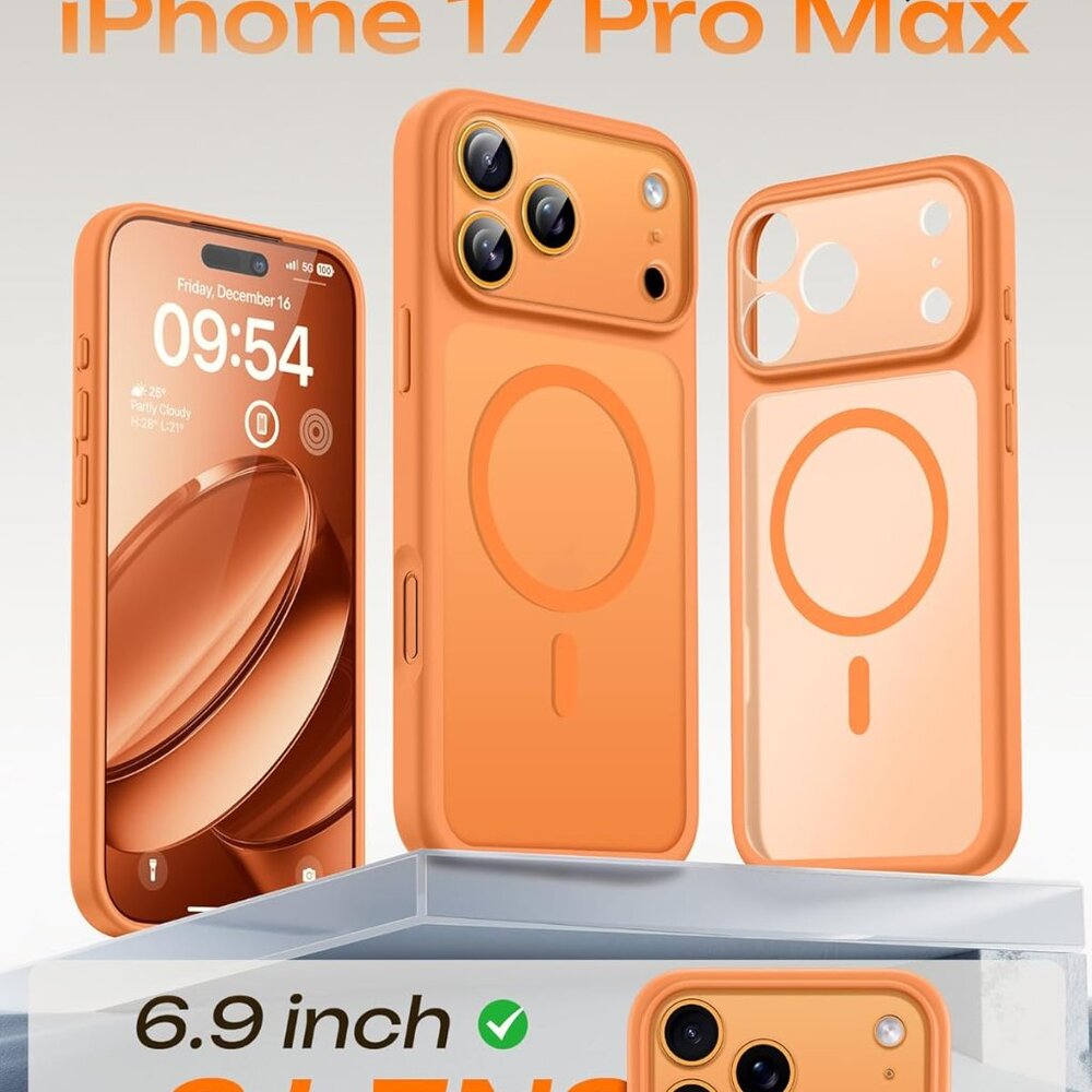 Orange Iphone 17 Pro Max Full Camera Protection Translucent Matte Phone Case